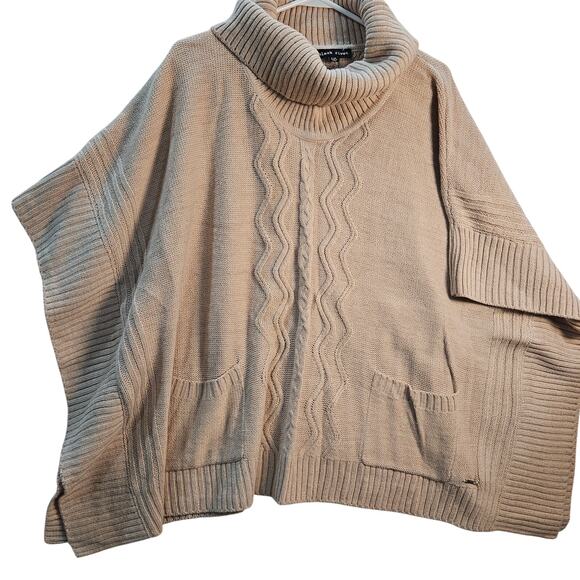 Black Rivet NWT Pink Gold Flecks Cable Knit Poncho Cowl Neck Sweater L/XL - Picture 1 of 9